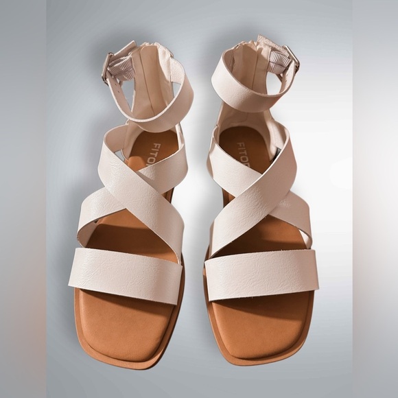 NEW Fitory Women’s Open Toe Gladiator Sandals White Size 7 - Picture 2 of 16